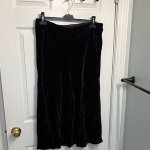 J. Crew Black Velvet Midi Skirt